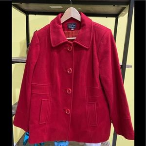 Coat/ pea coat / red